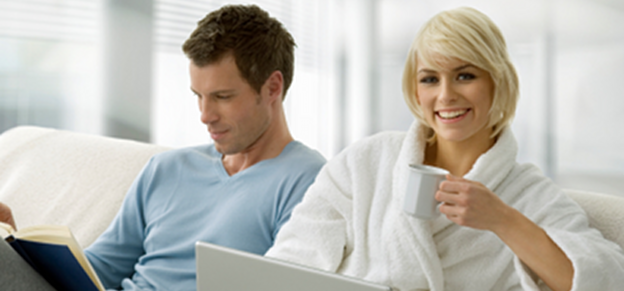 relaxing with computer
